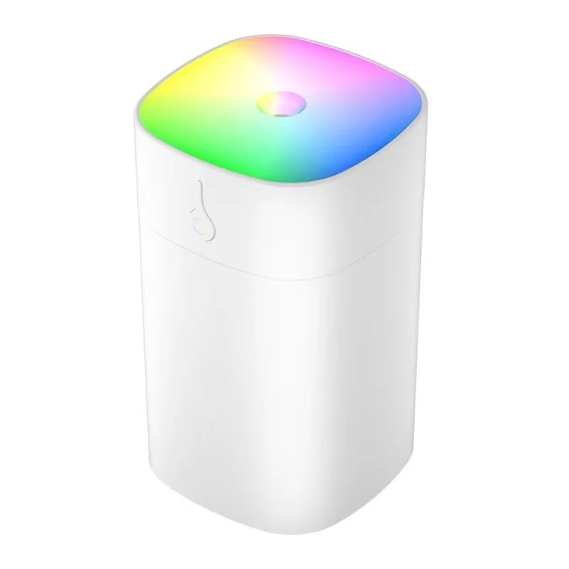 VIO® Mini Portable Rainbow Cup Humidifier with USB Connecter Small Cool Mist Aromatherapy Air Humidifier Large Spray Humidification LED Night Light Suitable for Cars Office Bedroom Home (White 350ML)