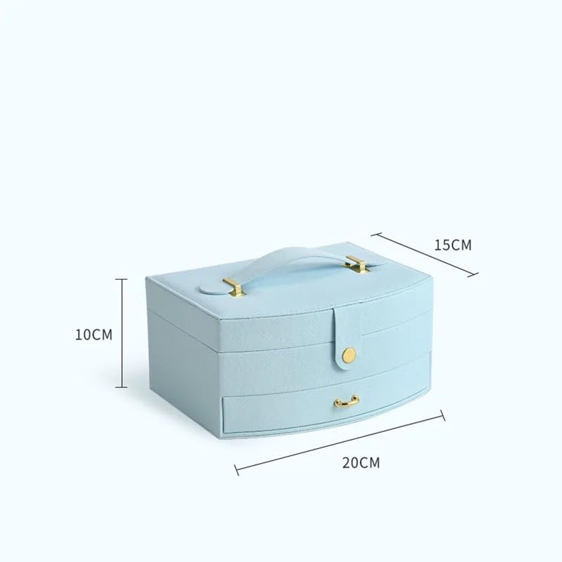 VIO Portable Jewelry Box, Small Travel Luxury PU Leather Jewelry Display Case and Storage Box for Holding Earrings, Necklace, Bracelet, Rings with Mirror, Jewelry Gift Box for Girls and Women (Blue)