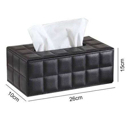 VIO Tissue Holder, PU Leather Tissue Box Rectangle Paper Towel Holder Desktop Napkin Storage Container Kitchen Tissue Tray for Home, Office and Car (BLACK)