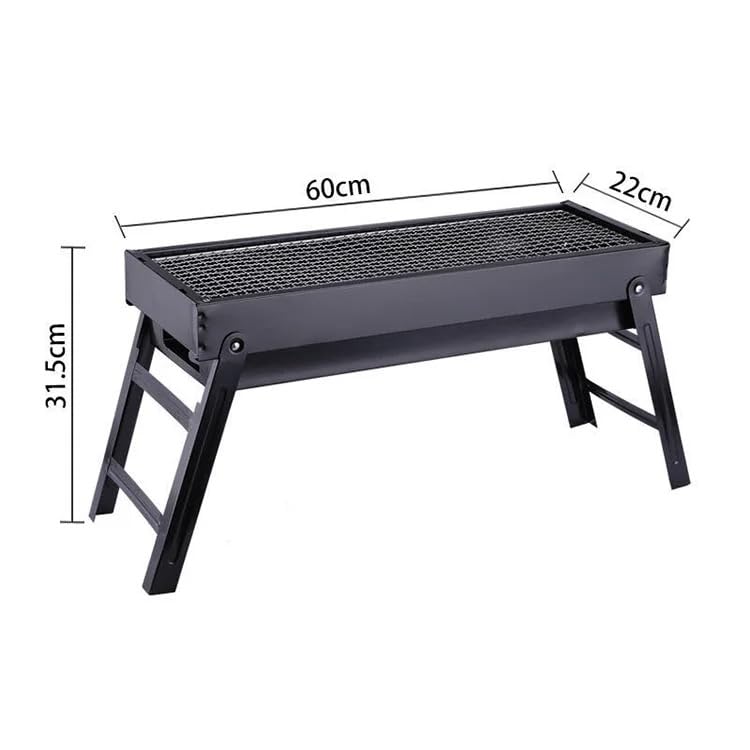 VIO Barbecue Grill Stainless Steel Charcoal Grill Foldable Durable Outdoor Household Camping BBQ Smoker for Outdoor Cooking Picnic Patio Backyard Camping Cooking (Medium 60 * 25 * 30CM)