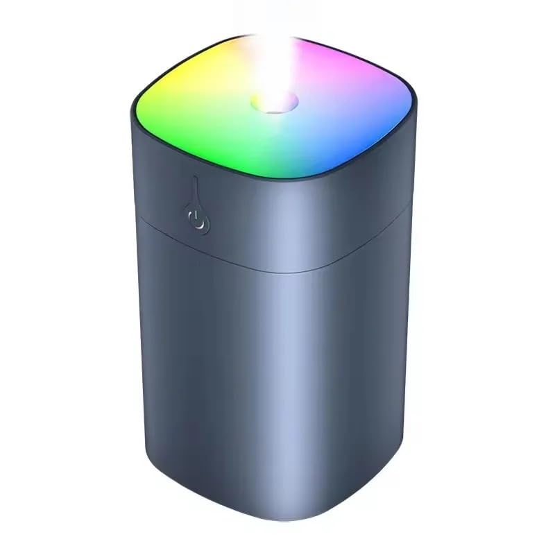 VIO® Mini Portable Rainbow Cup Humidifier with USB Connecter Small Cool Mist Aromatherapy Air Humidifier Large Spray Humidification LED Night Light Suitable for Cars Office Bedroom Home (Grey 350ML)