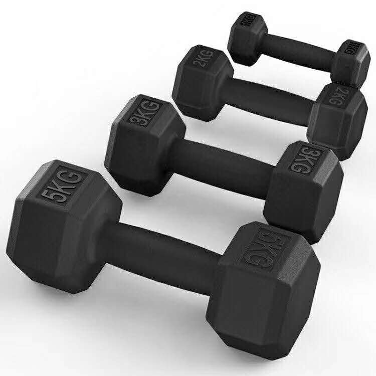 VIO 2 Pieces Non-Slip Hexagonal Dumbbell Neoprene Sand Cement Fixed Weight Hex Dumbbells for Exercise Fitness Core Strength Weight Training Home Gym