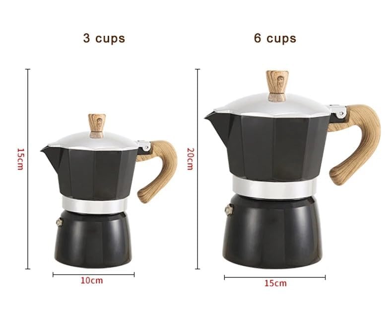 VIO® 6 Cup Stovetop Espresso Maker Induction Mocha Coffee Espresso Pot Classic Italian Cuban Moka Coffee Percolator Coffee Brewer Greca Pot (Black)