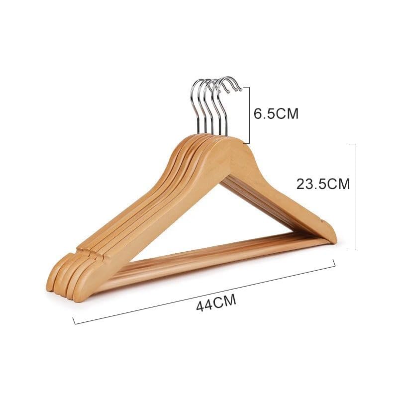 VIO® 5 Pack Natural Non Slip Wooden Hangers With 360° Rotatable Hook For Coat Shirt Suit Jacket Pants Skirt Dress Tops Bottoms Clothes Smooth Finish With Notches for Camisoles Spaghetti Straps (5)