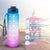 VIO 1 Litre Water Bottle with Straw, Time Markings Motivational Sport Water Bottle, Drinks Bottle for Girls, Boy, Fitness, Outdoor, Cycling, Gym, School (Blue purple)