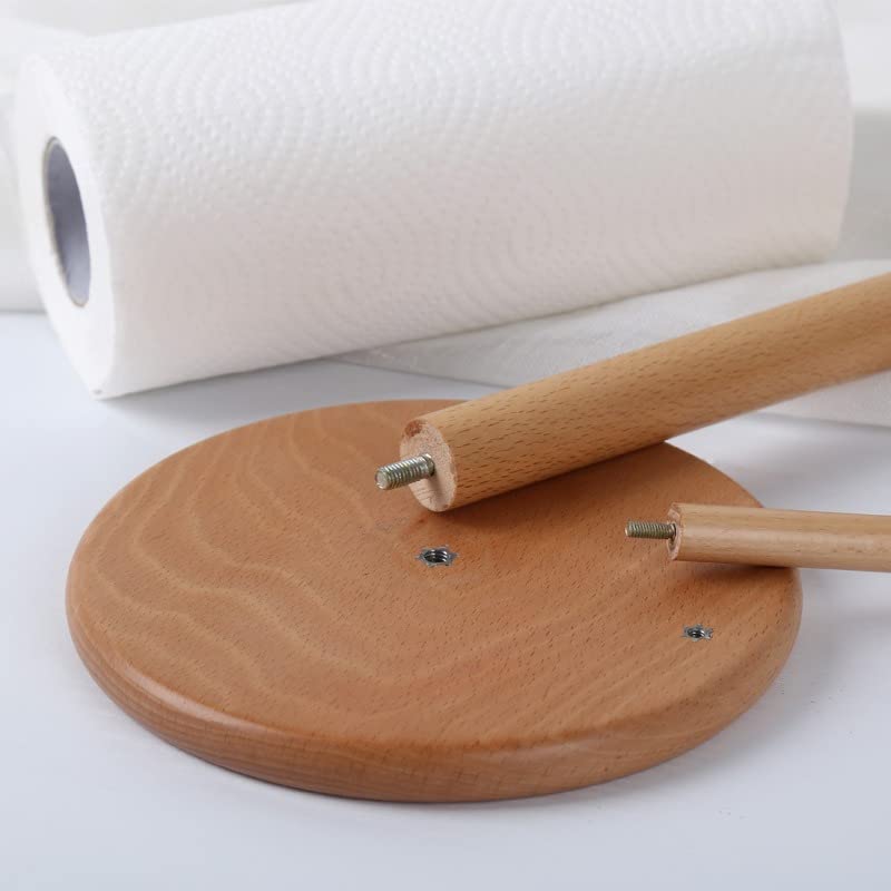 VIO Bamboo Paper Towel Holder Tissue Paper Holder Toilet Paper Roll Stand Counter Top Bamboo Stand Up Paper Holder for Rolls Used in Kitchen Living Room Bathroom Toilet (SQUARE)