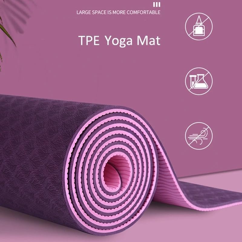 VIO Anti-Slip Roll-Up Yoga Mat, Eco-Friendly Foldable Non-Slip Soft Exercise Mat for Pilates Fitness Gym Workout for Men Women Beginners Elderly for Indoor Outdoor (183CM*61CM* 6MM)