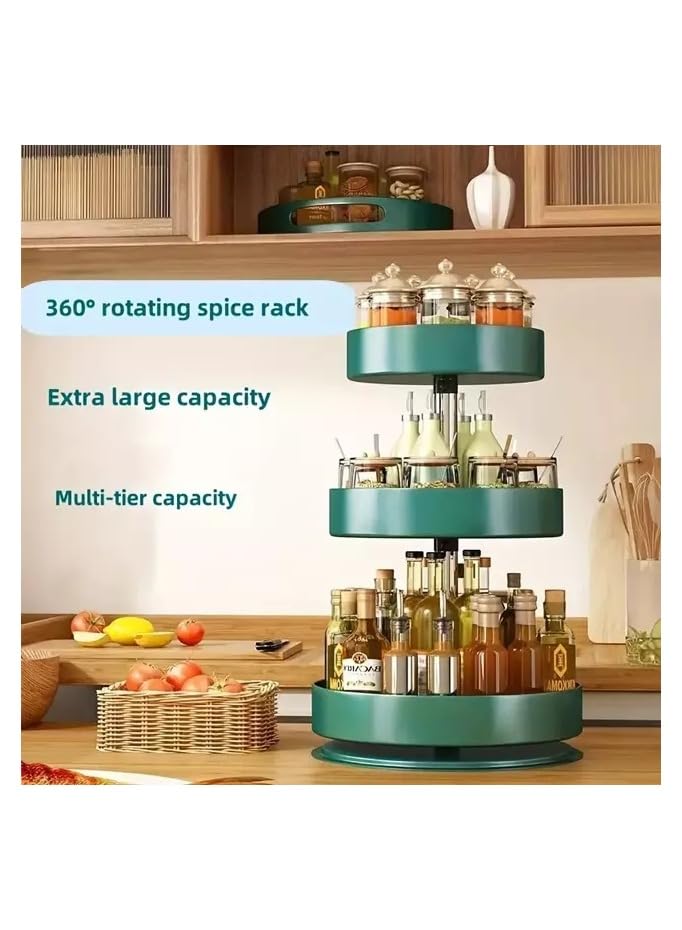 VIO® 3 Tier Turntable Spice Rack Organizer Steel 360 Degree Rotatable Rack Stand for Kitchen Cabinet Countertop Pantry Storage Bathroom Beauty Products Makeup Organizer Accessories