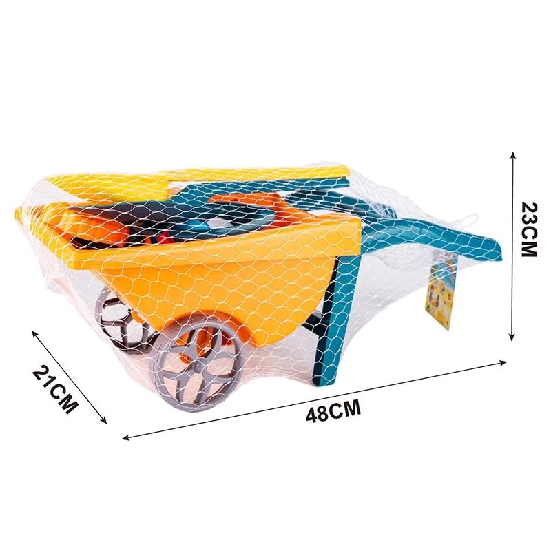 VIO® Beach Toy Trolley Handcart with Bucket Sandcastle Molds Shovel Tools Accessories for Beach Swimming Pool Summer Outdoor Party Gift Home Nursery Preschool Sand Snow Toys (Orange)