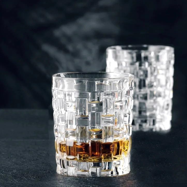 VIO® 6 Pack Crystal Whiskey Bar Glasses Old Fashioned Cocktail Liquor Glass Tumblers for Drinking Bourbon Whiskey Scotch Rum Vodka Cognac Cocktails Set of 6 PC (CLear Design1)