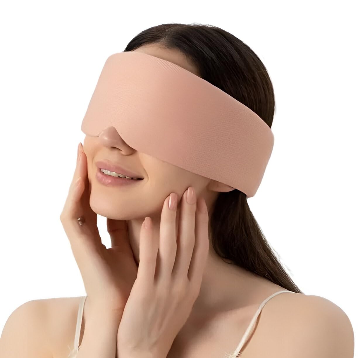 VIO® Womens Ultrasoft Reversible Sleep Eye Mask Adjustable Blackout Shade Night Blinder Light Blocking Blindfold Cover Dual Warm Cool Material for Home Travel Airplane Shift Nap (Peach Grey)