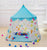 VIO Princess Castle, Play Tent, Large Kids Tent, Hexagonal Kids Playhouse for Indoor & Outdoor Use, Size 120cm * 120cm (Blue with Print)