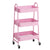 VIO 3 Tier Utility Rolling Plastic Storage Cart Trolley with Wheels Handle Multifunational Easy Assembly Storage Basket Organizer Shelves for Home Kitchen Bedroom Bathroom Office (Metal Pink)