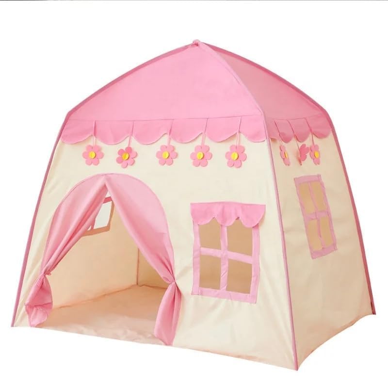 VIO Princess Castle, Play Tent, Large Kids Tent, Hexagonal Kids Playhouse for Indoor & Outdoor Use, Size 120cm * 120cm (Beige Pink)