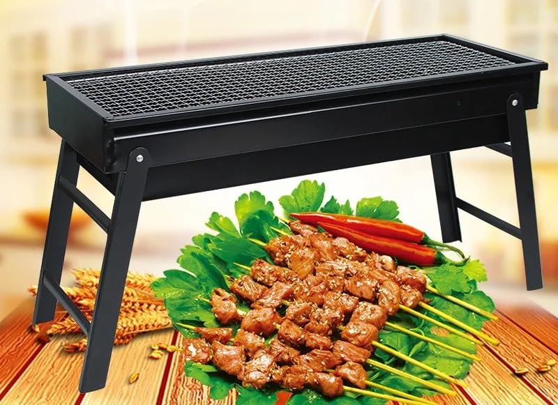 VIO Barbecue Grill Stainless Steel Charcoal Grill Foldable Durable Outdoor Household Camping BBQ Smoker for Outdoor Cooking Picnic Patio Backyard Camping Cooking (Medium 60 * 25 * 30CM)