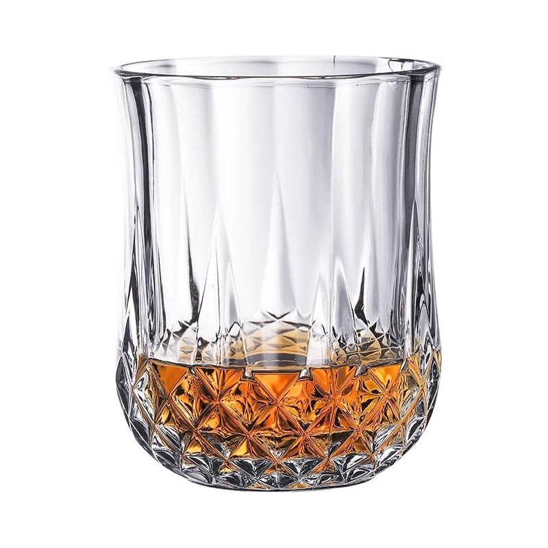 VIO® 6 Pack Crystal Whiskey Bar Glasses Old Fashioned Cocktail Liquor Glass Tumblers for Drinking Bourbon Whiskey Scotch Rum Vodka Cognac Cocktails Set of 6 PC (Clear 200 ML)