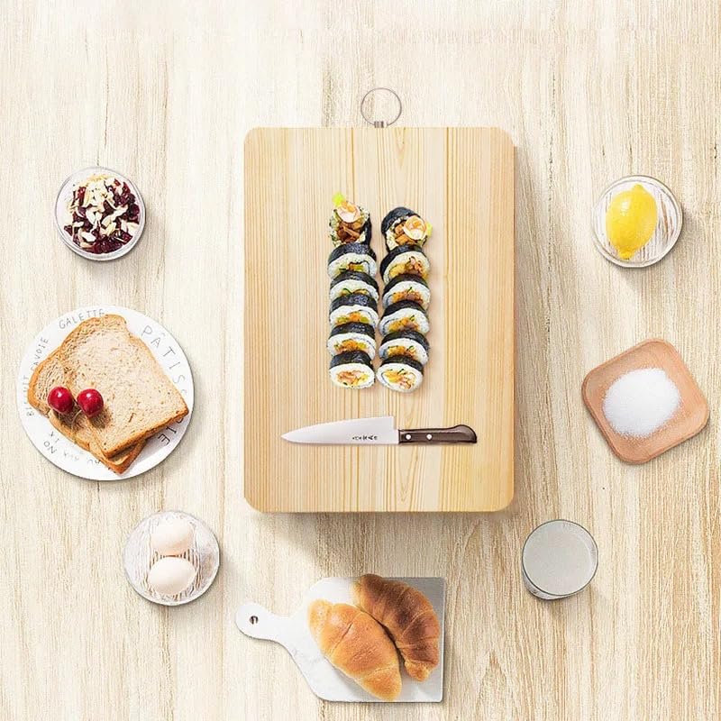 VIO® Large Bamboo Wooden Cutting Chopping Dicing Serving Board for Vegetables Fruits Meat Cheese Breads Sushi Eco Friendly Long Lasting Moisture Resistant Board For Kitchen Cafe (Medium 34 24CM)