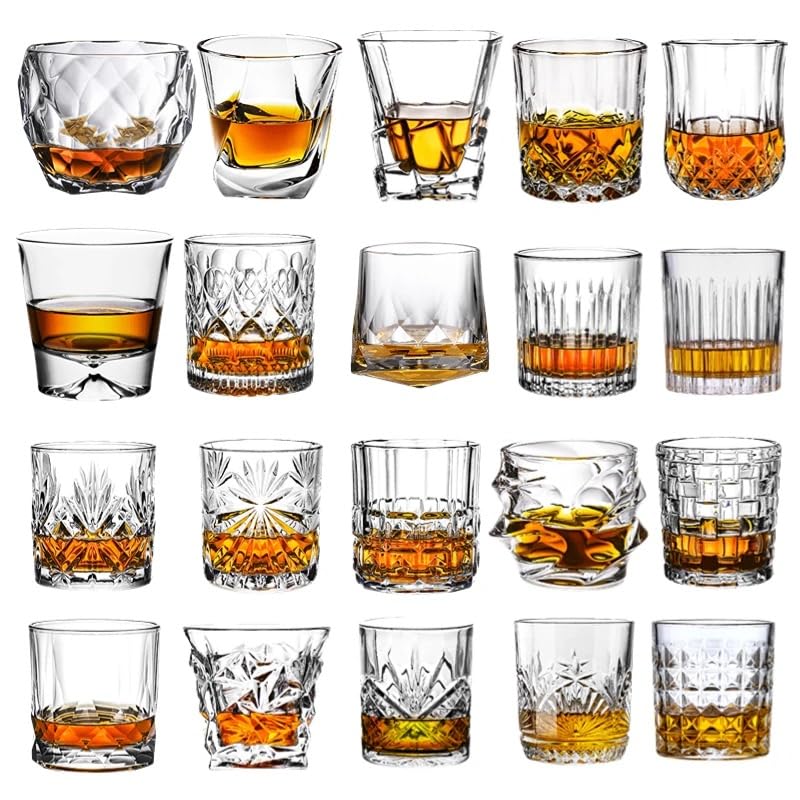 VIO® 6 Pack Crystal Whiskey Bar Glasses Old Fashioned Cocktail Liquor Glass Tumblers for Drinking Bourbon Whiskey Scotch Rum Vodka Cognac Cocktails Set of 6 PC (Clear 200 ML)