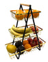 VIO 3 Tier Countertop Metal Fruit Basket Fruit Bowl Bread Basket Vegetable Holder Oragniser 3 Level Decorative Storage Stand Tray for Home Kitchen Countertop Great Gift (Gold Black)