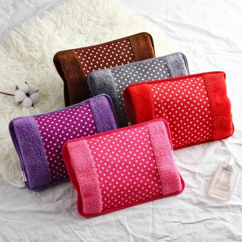 VIO Velvet Soft Feel Heating Gel Bag Heating Pad Heat Pouch Electric Hot Water Bag Hot Water Bottle Bag for Pain Relief (Red)