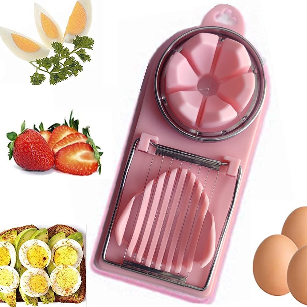 VIO Egg Slicers Egg Cutter Egg Piercer Boiled Egg Slicer Boiled Egg Cutter Kitchen Gadget (PEACH)