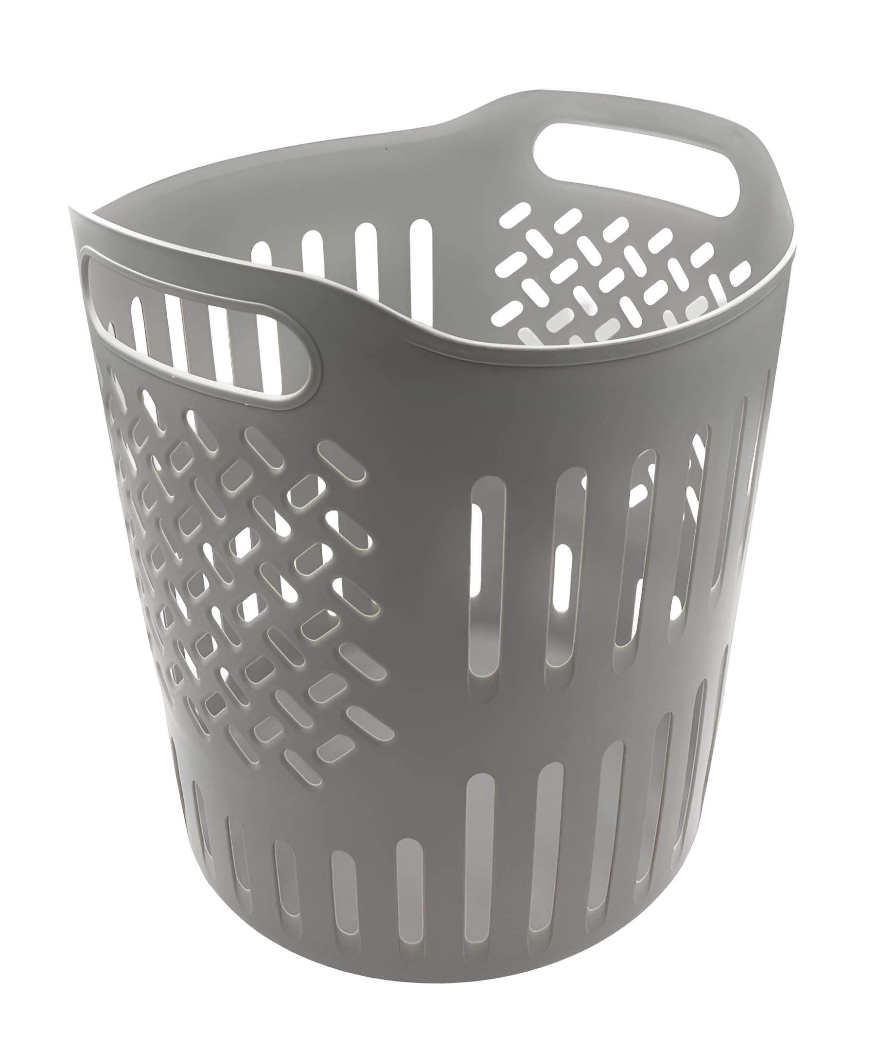 VIO Plastic Laundry Bin, Multi-Purpose Flexible Laundry Storage Basket Hamper, Light Weight and Durable Large Dirty Clothes Organizer Basket with Handles 40 Litres (Medium Grey)