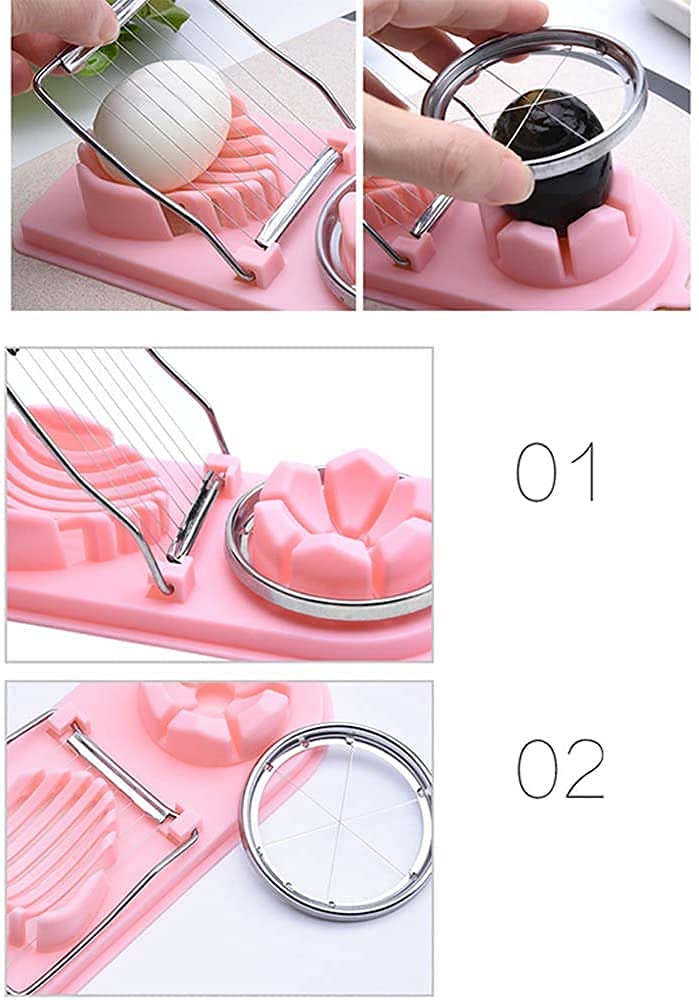 VIO Egg Slicers Egg Cutter Egg Piercer Boiled Egg Slicer Boiled Egg Cutter Kitchen Gadget (PEACH)