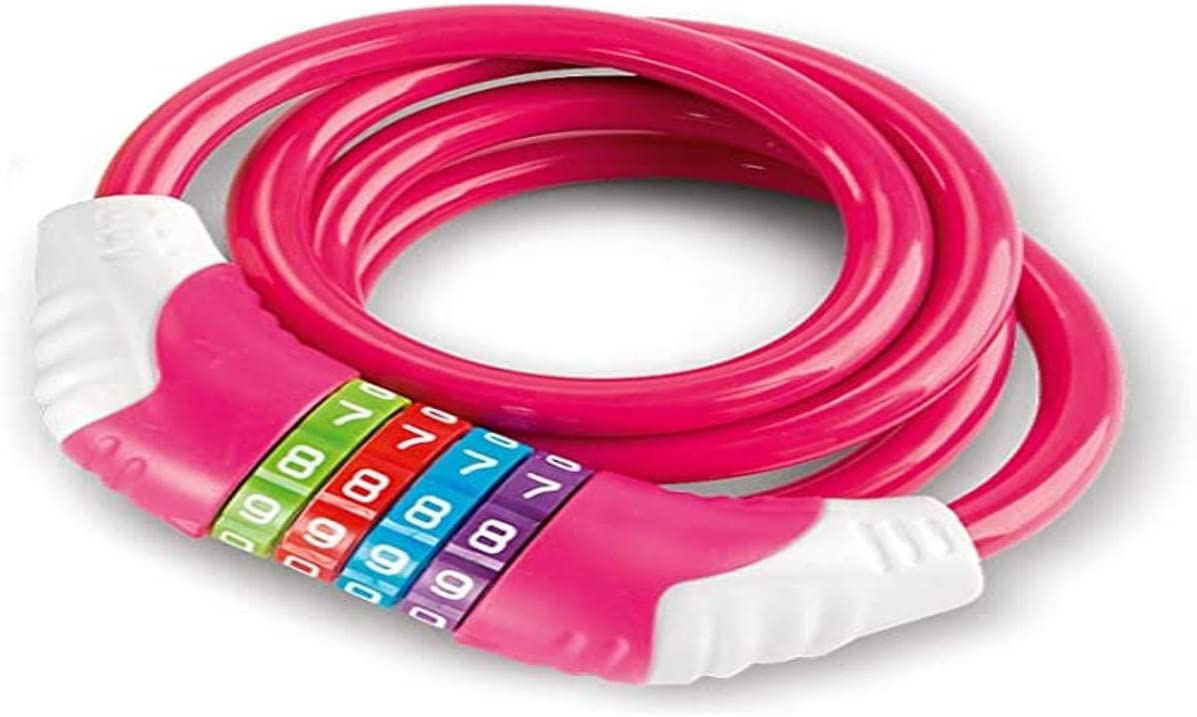 VIO Bike Lock - High Security 4 Digit Resettable Combination Coiling Cable Lock Best for Bicycle Outdoors (Pink)