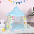 VIO Princess Castle, Play Tent, Large Kids Tent, Hexagonal Kids Playhouse for Indoor & Outdoor Use, Size 120cm * 120cm (Blue with Print)