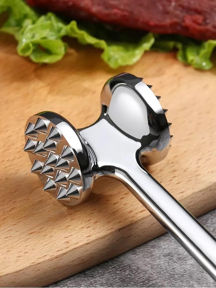 VIO® Double Sided Meat Tenderizer Hammer Heavy Duty Construction Kitchen Pounder Mallet Tool with Comfortable Grip Handle for Steak Beef Poultry Fish Meat Frozen Cuts Tenderizing (Style 1)