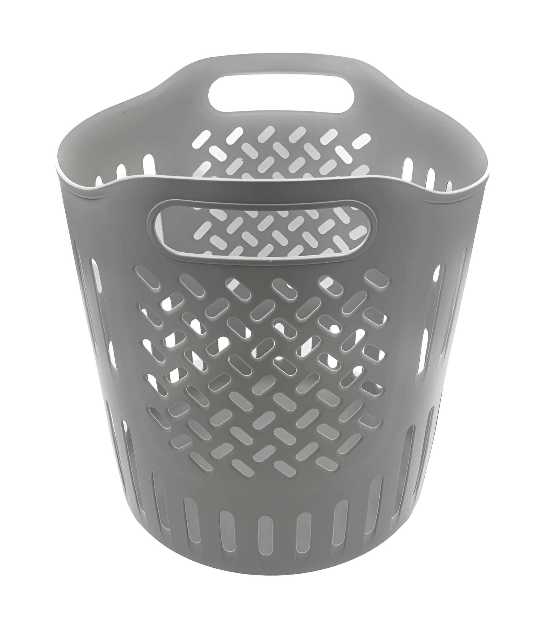 VIO Plastic Laundry Bin, Multi-Purpose Flexible Laundry Storage Basket Hamper, Light Weight and Durable Large Dirty Clothes Organizer Basket with Handles 40 Litres (Medium Grey)