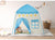 VIO Princess Castle, Play Tent, Large Kids Tent, Hexagonal Kids Playhouse for Indoor & Outdoor Use, Size 120cm * 120cm (Beige Blue)