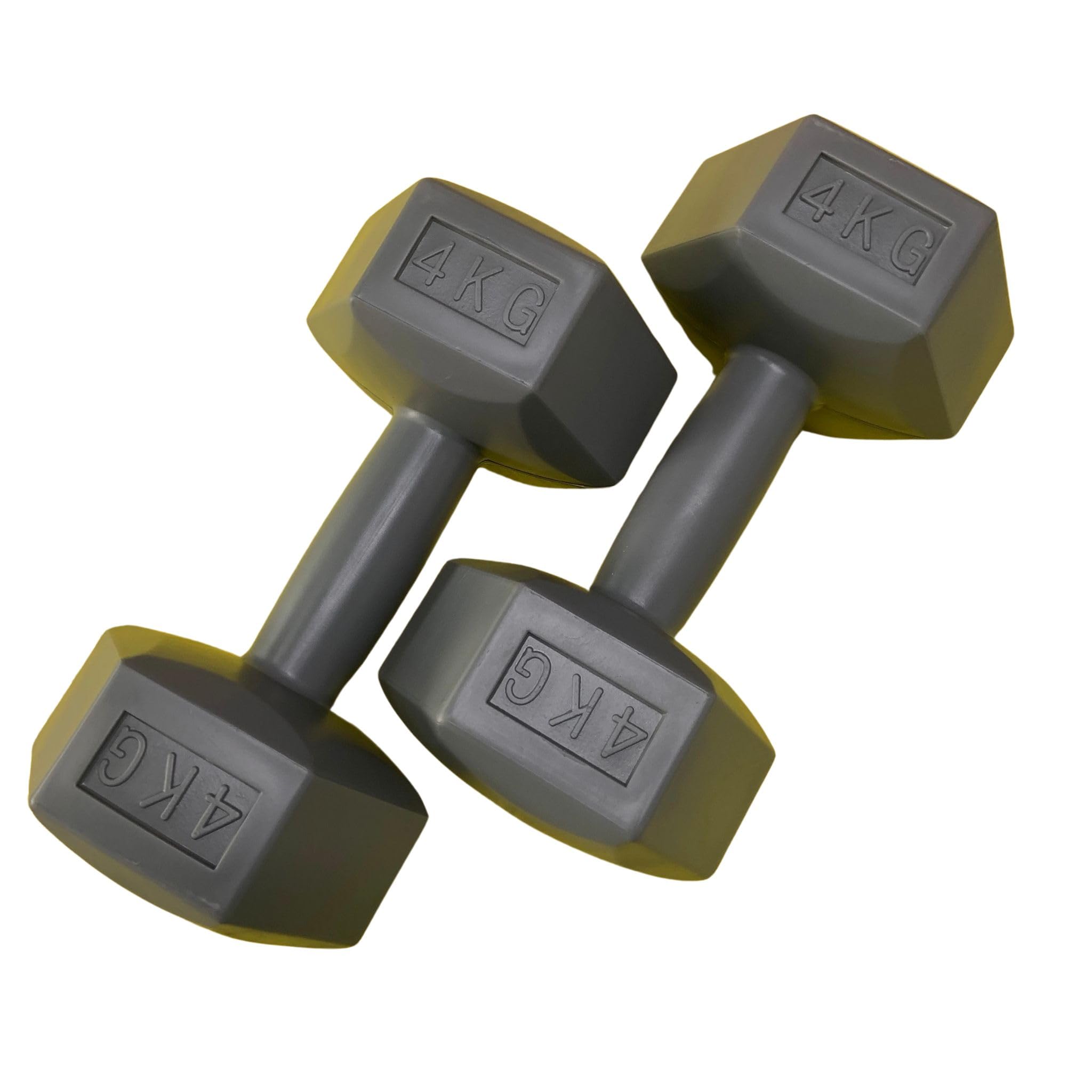 VIO 2 Pieces Non-Slip Hexagonal Dumbbell Neoprene Sand Cement Fixed Weight Hex Dumbbells for Exercise Fitness Core Strength Weight Training For Home Gym Use 4 Kilograms