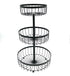 VIO 3 Tier Countertop Metal Fruit Basket Fruit Bowl Bread Basket Vegetable Holder Oragniser 3 Level Decorative Storage Stand Tray for Home Kitchen Countertop Great Gift (Black Round)