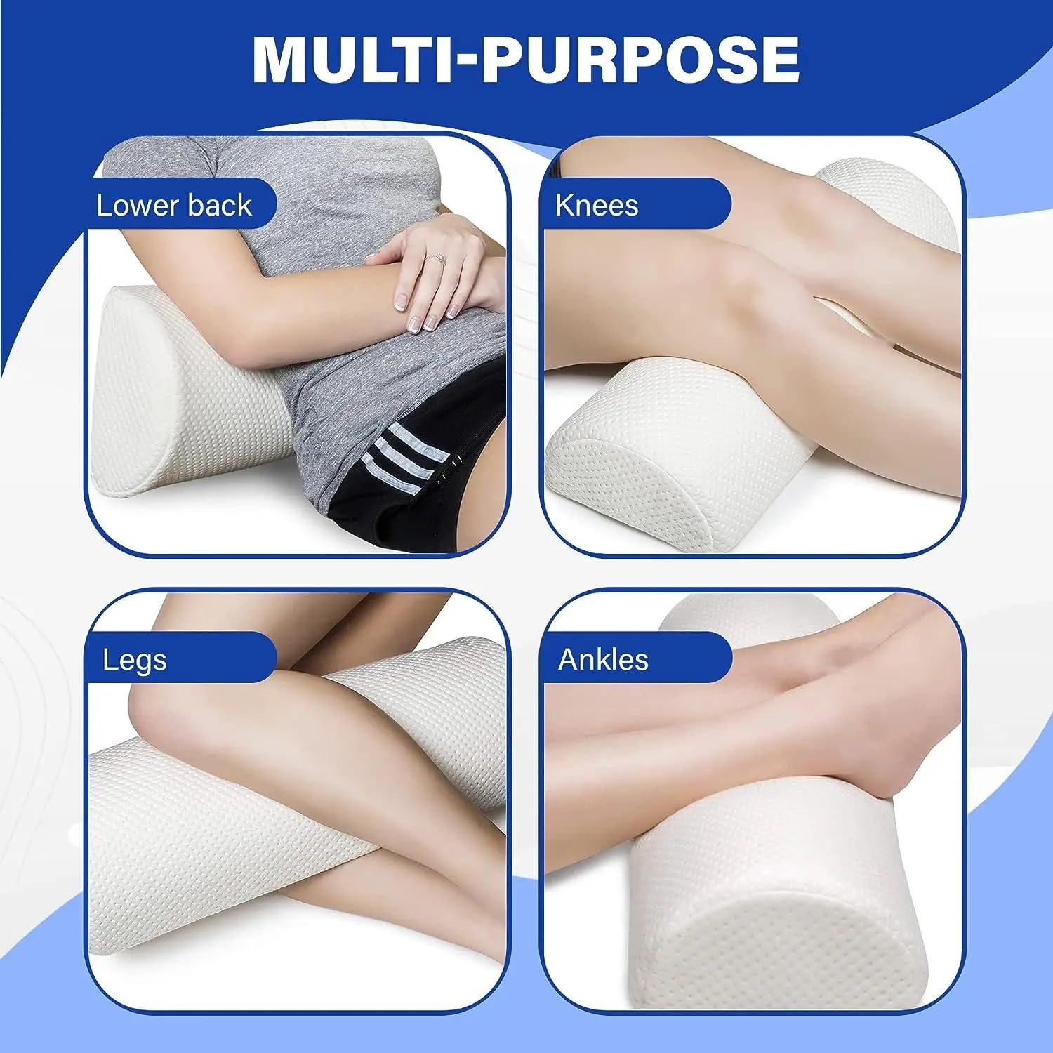 VIO® Memory Foam Pressure Pain Relief Pillow for Legs Knees Joints Back Hip Half Round Leg Positioner Support Pillow for Sciatica Muscle Fatigue Relief Circulation (Half Round)