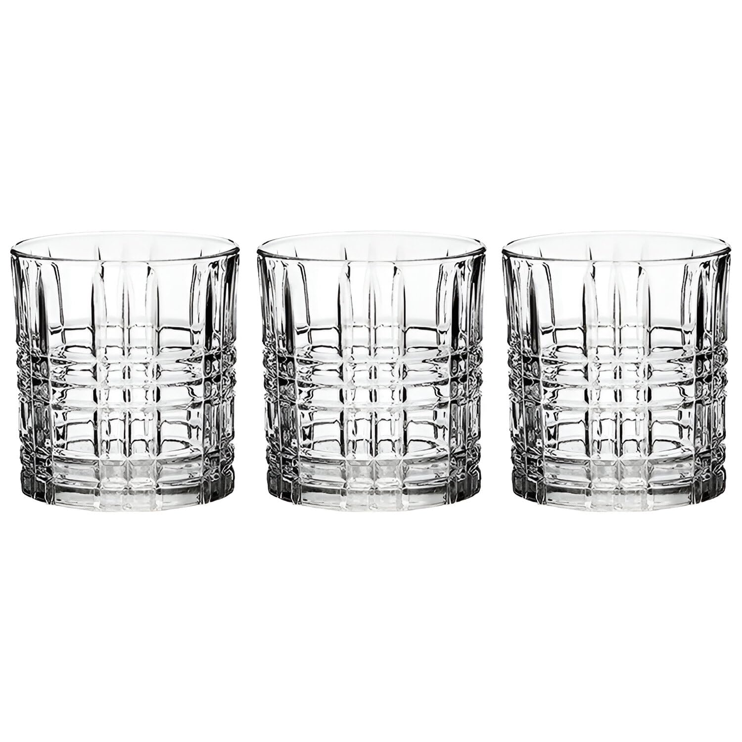 VIO® 6 Pack Crystal Whiskey Bar Glasses Old Fashioned Cocktail Liquor Glass Tumblers for Drinking Bourbon Whiskey Scotch Rum Vodka Cognac Cocktails Set of 6 PC (Clear Checkered)