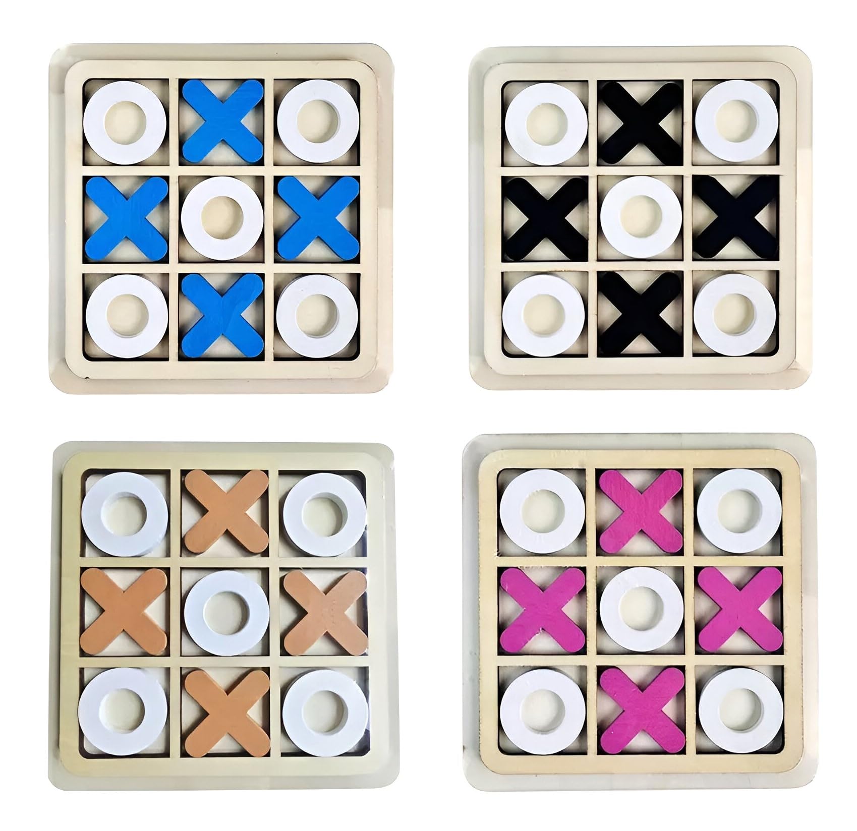 VIO® Large 30CM Classic Wooden Tic Tac Toe Educational XO Game Indoor Outdoor Portable Table Top Strategy Board Puzzle For Boys Girls Adults Kids Family Birthday Gift Party Favors (Black White)