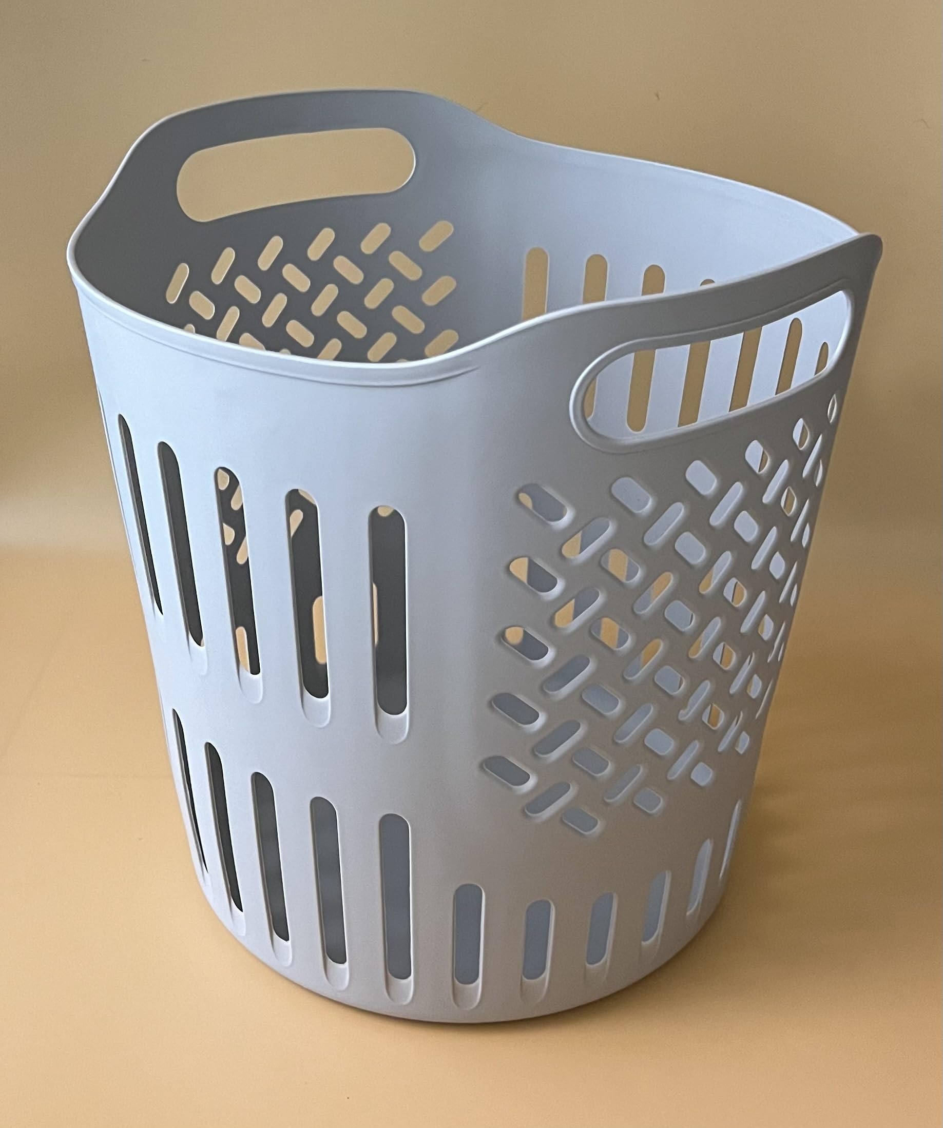 VIO Plastic Laundry Bin, Multi-Purpose Flexible Laundry Storage Basket Hamper, Light Weight and Durable Large Dirty Clothes Organizer Basket with Handles (45 Liter) (Grey)