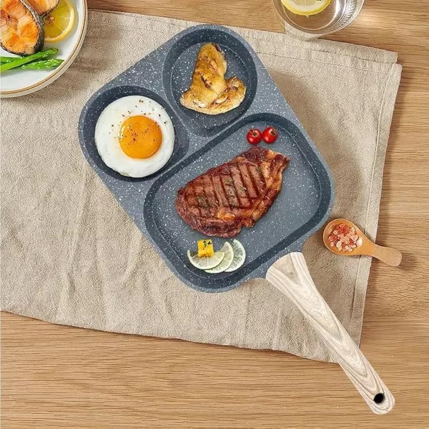 VIO Non-Stick Egg Frying Pan Pancake Omelette Pan Aluminium Alloy Fried Egg Cooker for Cooking Ham Omelette Egg 3 Cup (Aluminum Alloy)