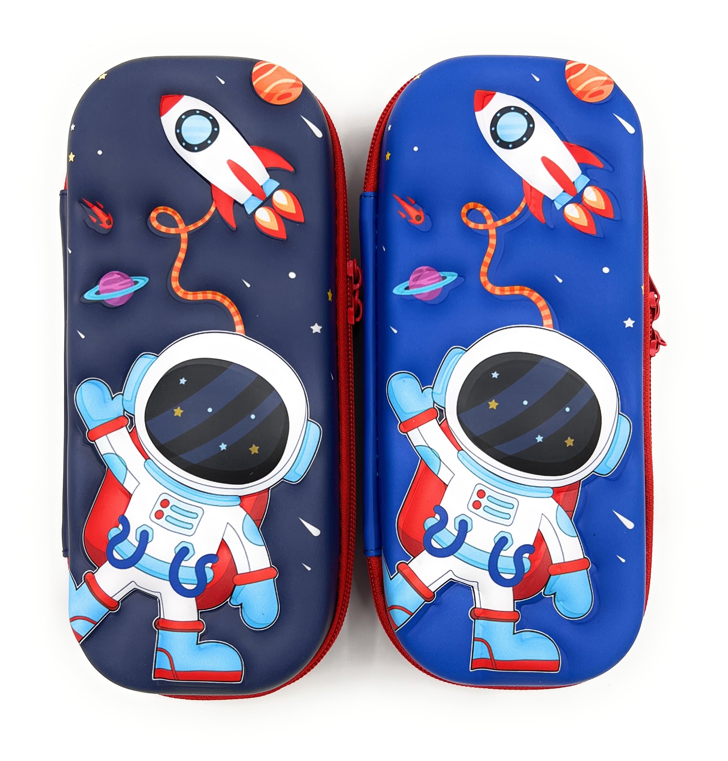 VIO® Kids 3D Astronaut Pencil Zipper Case Space Themed Lightweight Stationery Pen Pouch Storage Organizer Perfect Party Favors Great Gift for Children Boys Girls School Supplies (Pack of 2)