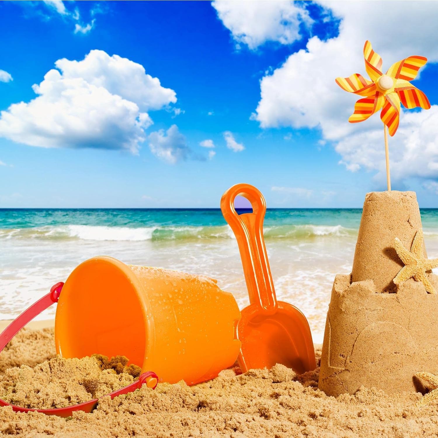 VIO® Kids Toys Sand Toys with Bucket Splash Beach Boat Sandcastle Molds Shovel Tools Accessories Sandbox Toys for Beach Swimming Pool Summer Outdoor Party Gift Home Nursery Preschool Fun (Blue)