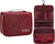 VIO Travel Toiletry Bag Organizer, Waterproof Multiple Compartment Hanging Cosmetics, Shaving, Grooming Storage Bag, Multi-pocket Portable Makeup Organizer Bag with Hook for Men and Women (Maroon Red)