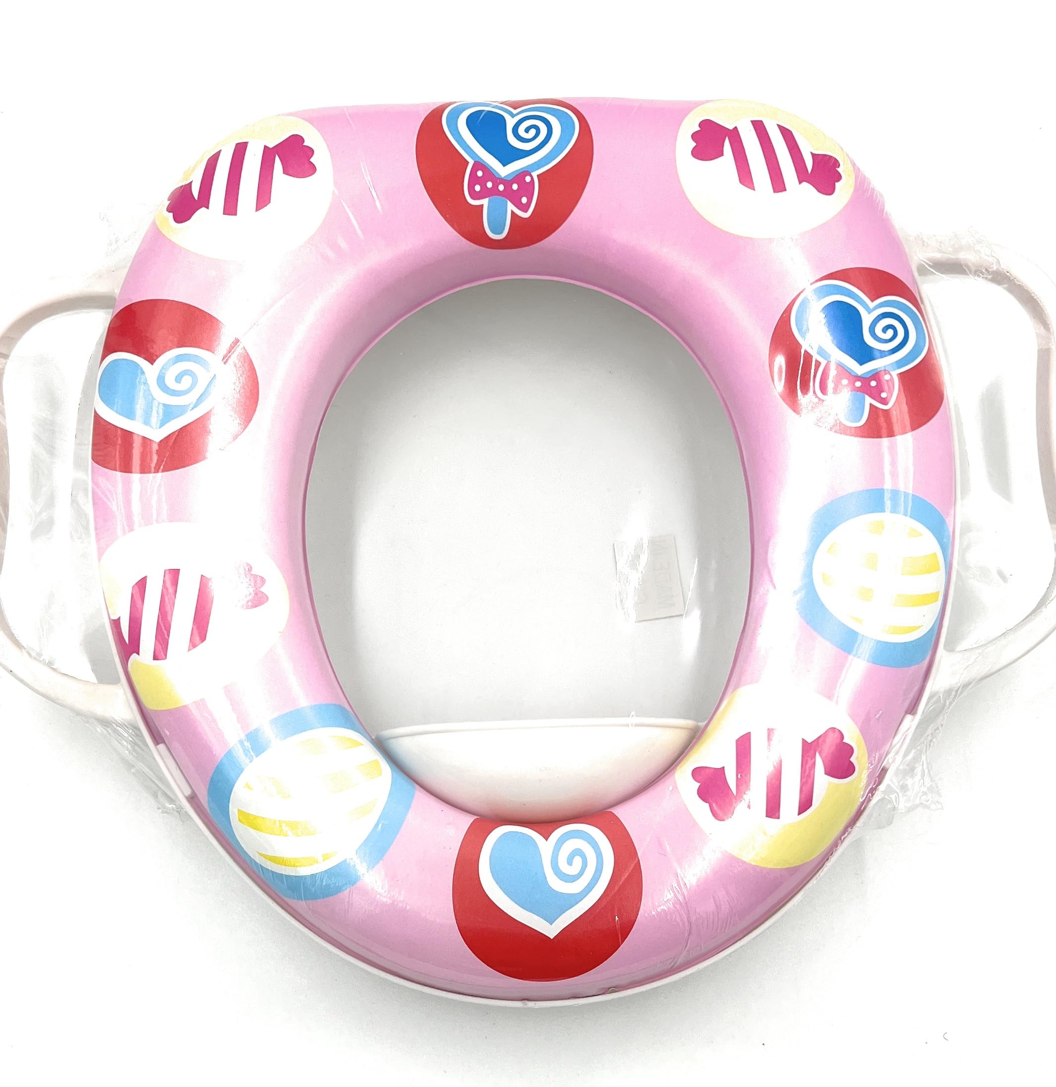 VIO Cushioned Children's Toilet Seat, Baby Toddler Child Kids Adapter Seat with Handles, Western Toilet Potty Training Seat for Boys & Girls, Fits Round & Oval Toilets (Printed) (Pink Kitty)