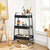 VIO 3 Tier Utility Rolling Plastic Storage Cart Trolley with Wheels Handle Multifunational Easy Assembly Storage Basket Organizer Shelves for Home Kitchen Bedroom Bathroom Office (Metal Black)