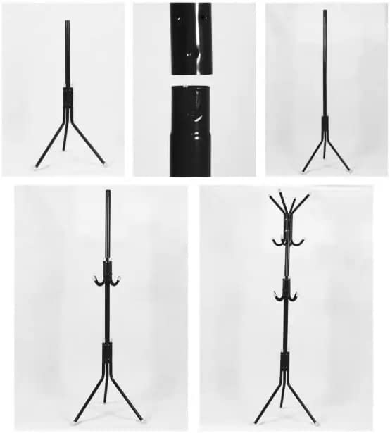 VIO Standing Metal Coat Rack Hat Hanger 11 Hook For Jacket, Purse, Scarf Rack, Umbrella Tree Stand (Black)