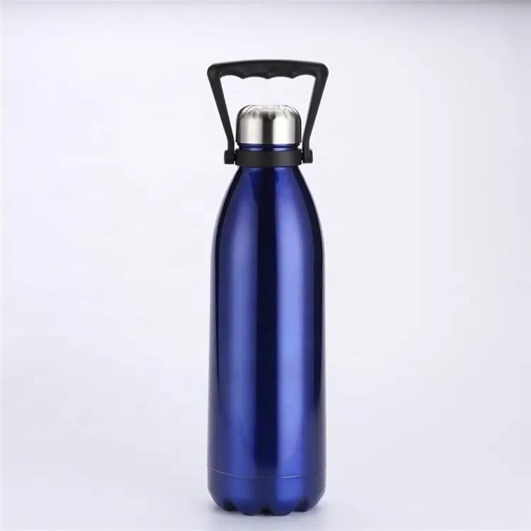 VIO 1L Cola Shaped Stainless Steel 1000ml Sports Water Bottle Double Wall Coke Cola Shape 1 Litre Water Bottle vacuum flasks (DARK BLUE)