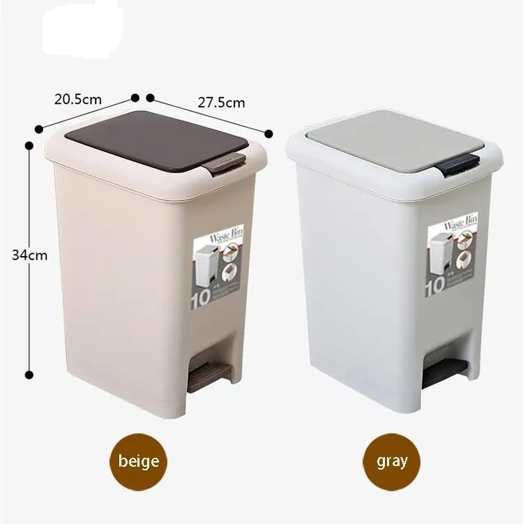 VIO Trash Can with Odor Control System, Push and Pedal Double Lid Garbage Bin for Kitchen, Office, Home-Silent and Gentle Open and Close (Beig)