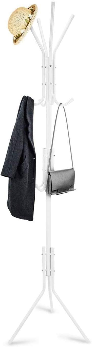 VIO Standing Metal Coat Rack Hat Hanger 11 Hook For Jacket, Purse, Scarf Rack, Umbrella Tree Stand (Black)