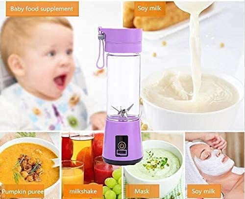 VIO Portable Blender, 380ml , Personal Mixer Fruit Rechargeable with USB, Mini Blender for Milk Shakes, Smoothie, Fruit Juiceor for Sports, Office, Travel (blue)