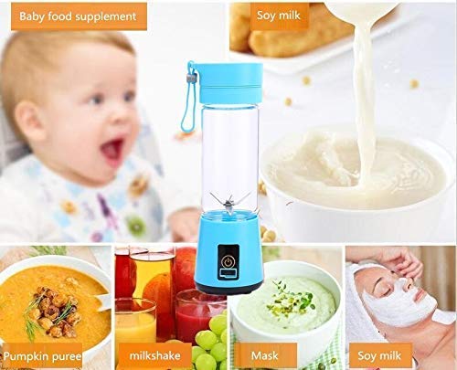 VIO Portable Blender, 380ml , Personal Mixer Fruit Rechargeable with USB, Mini Blender for Milk Shakes, Smoothie, Fruit Juiceor for Sports, Office, Travel (blue)